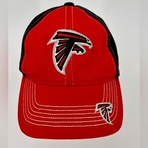 Atlanta Falcons NFL Team Apparel Cap Adjustable Red Black Hat Logo Hat Brim EUC